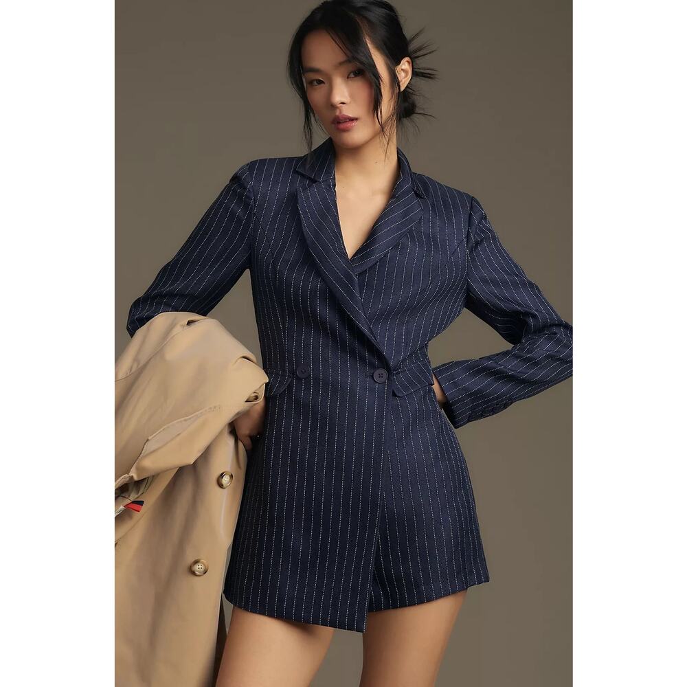 Anthropologie English Factory Pinstripe Blazer Romper